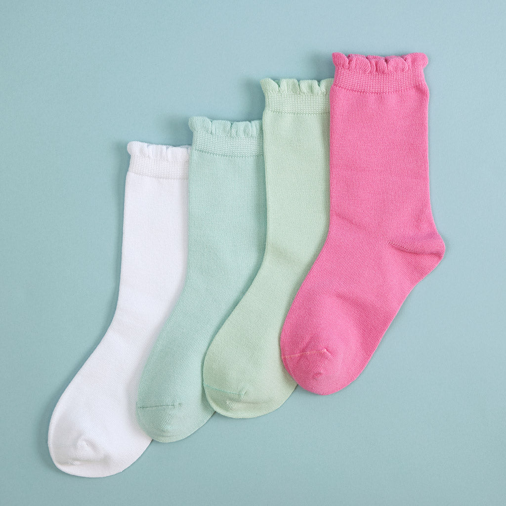 Surf Spray Scallop Crew Socks