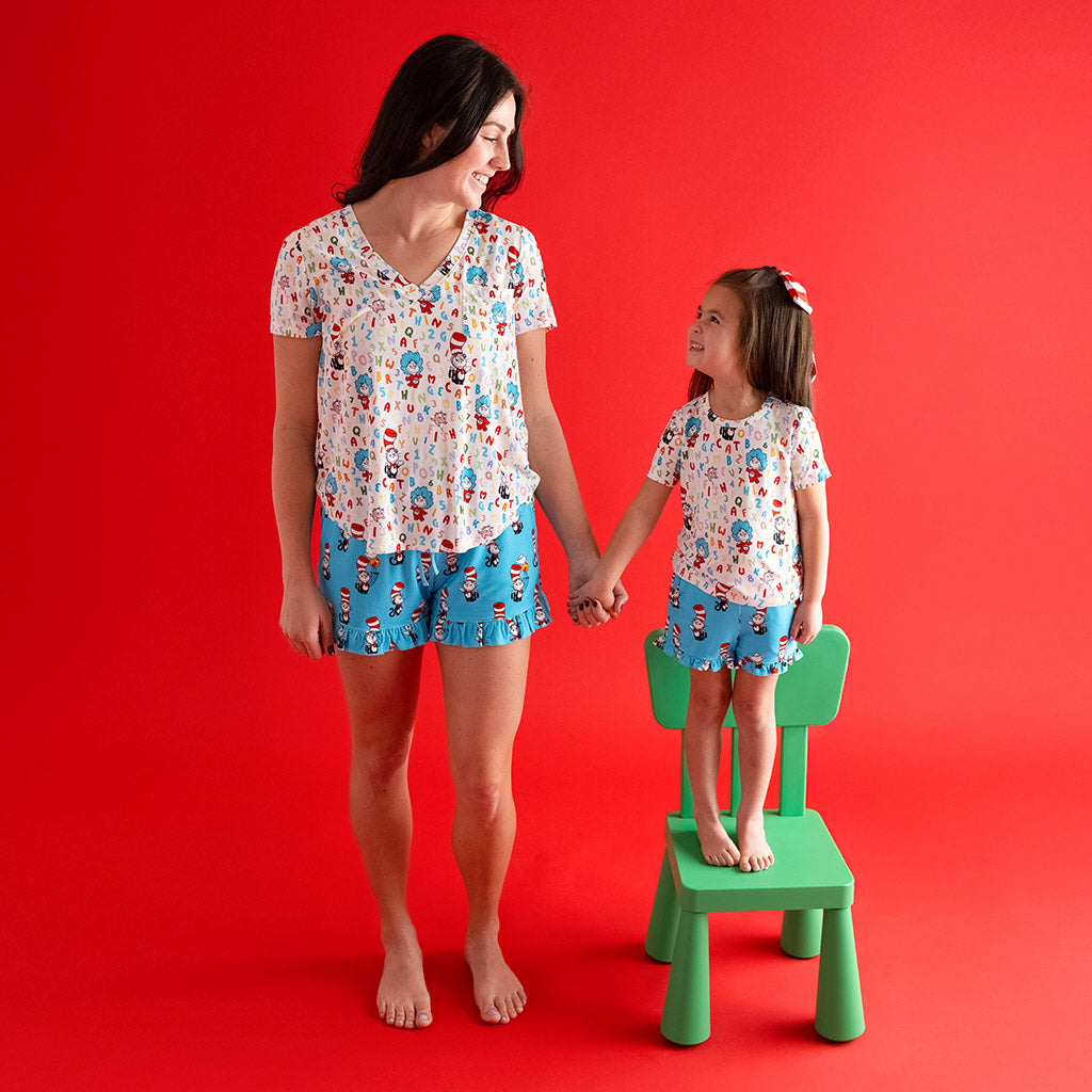 Dr. Seuss Cat in the Hat French Terry Ruffled Shorts