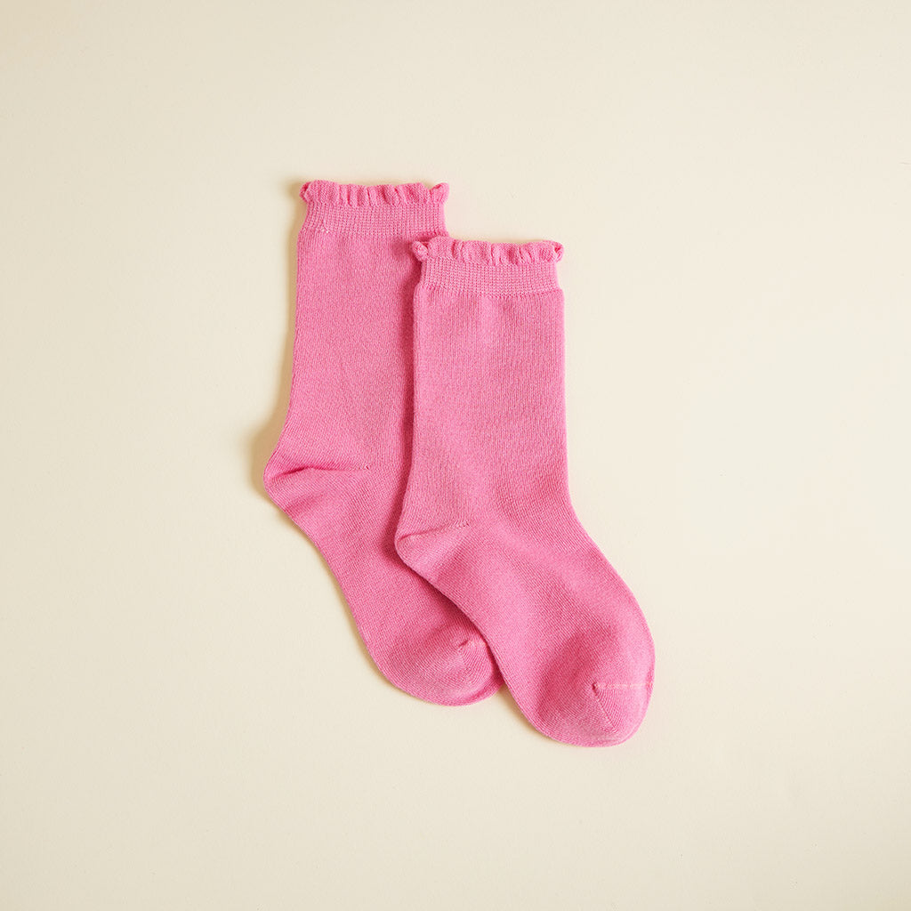 Cruisin' Pink Scallop Crew Socks