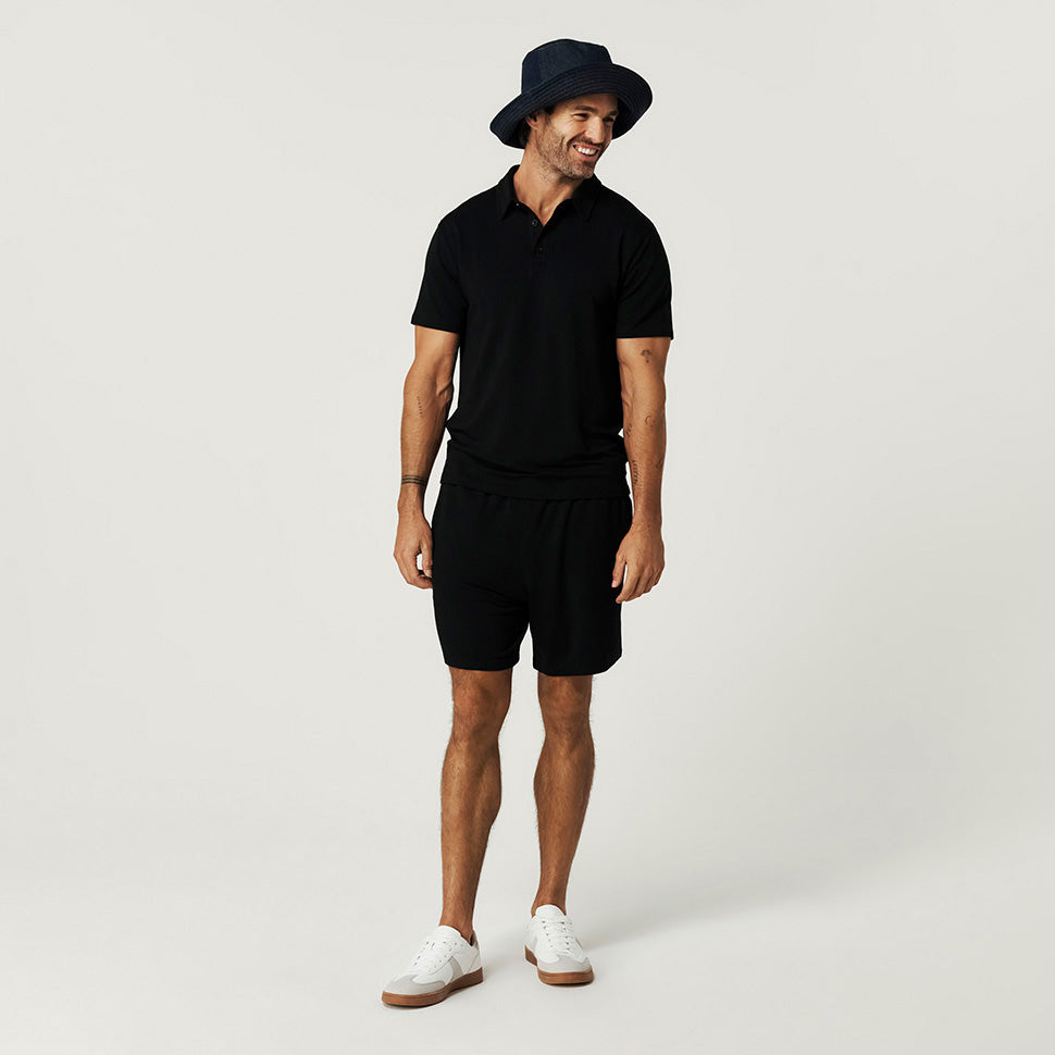 Men's Black French Terry Polo Shirt