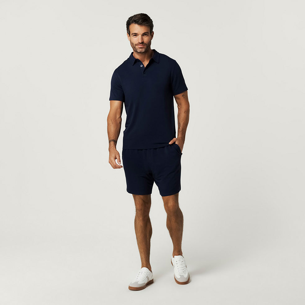 Varsity Navy Men's French Terry Polo Shirt
