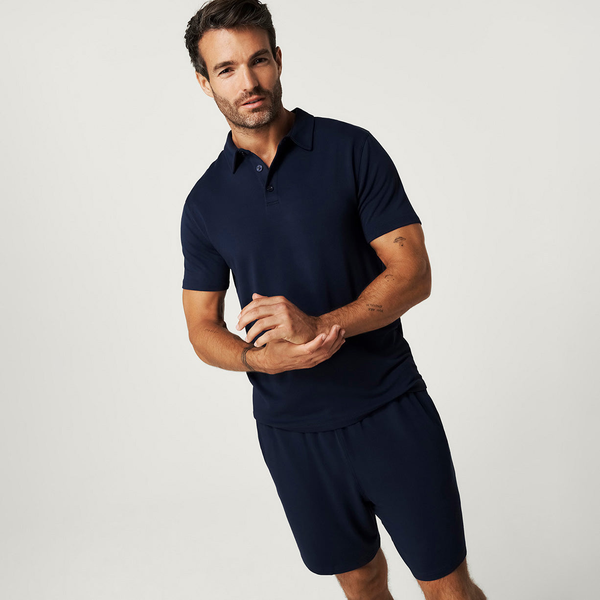 Varsity Navy Men's French Terry Polo Shirt