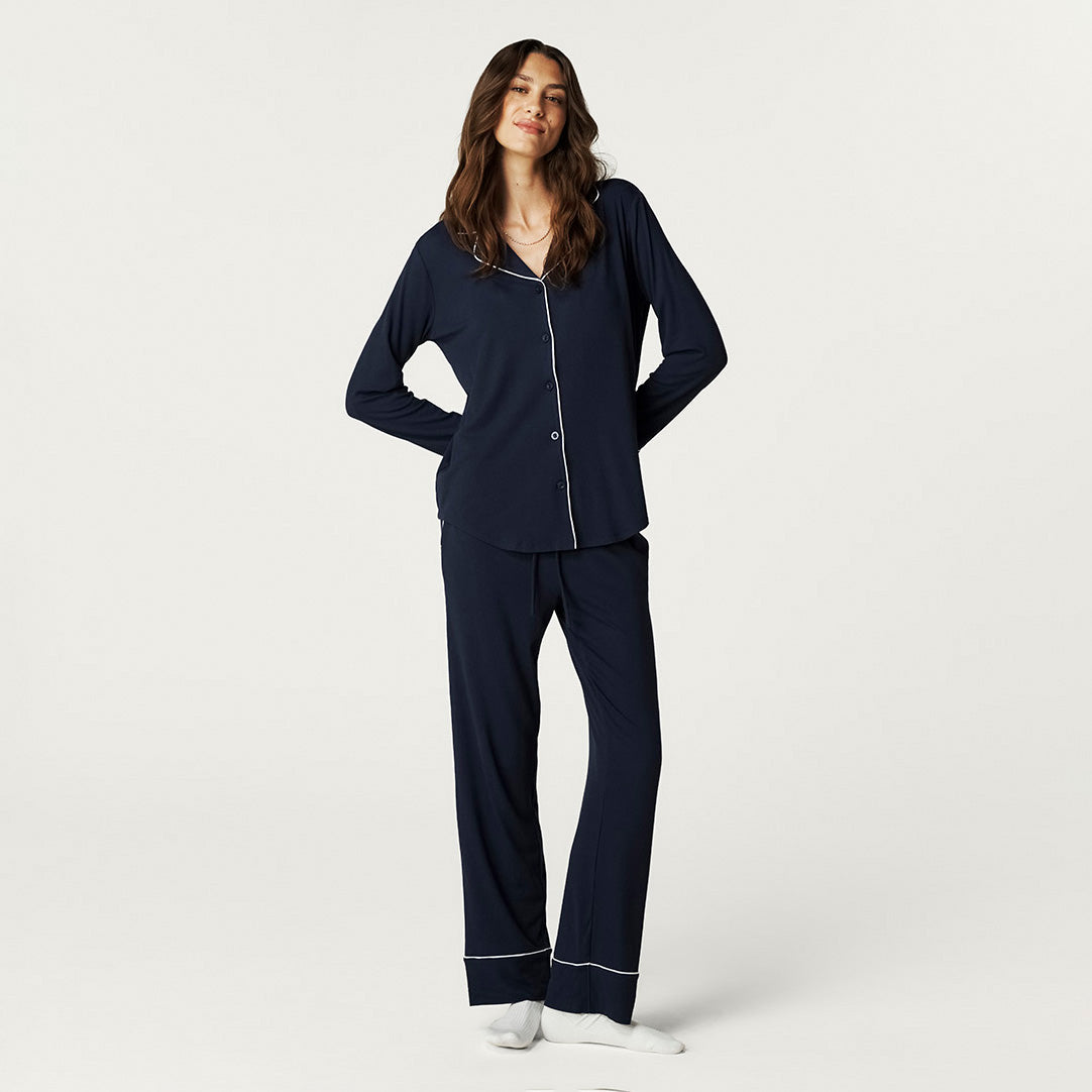 Varsity Navy Women's Premium Knit Luxe Pajama Set