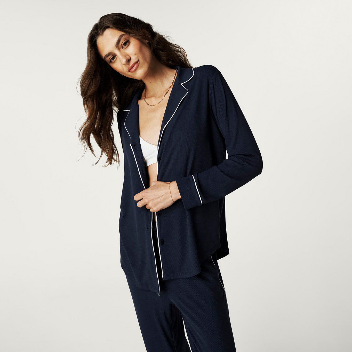 Varsity Navy Women's Premium Knit Luxe Pajama Set