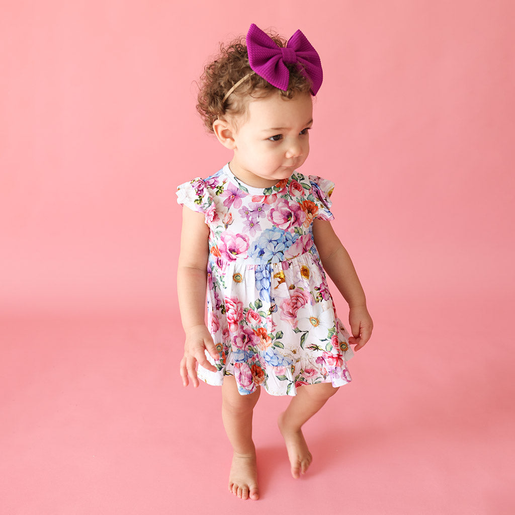 Cynthia Ruffled Twirl Bodysuit Dress