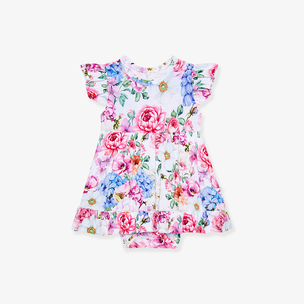 Cynthia Ruffled Twirl Bodysuit Dress