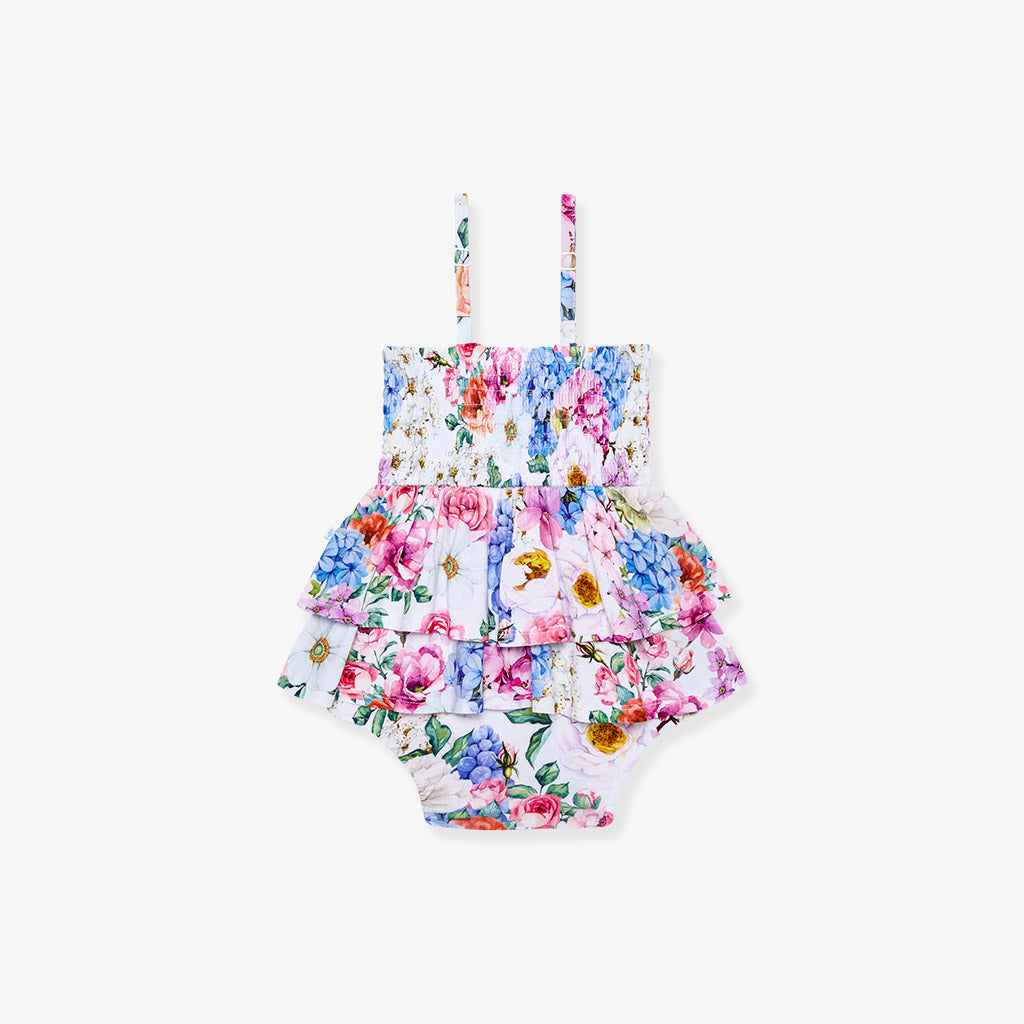 Cynthia Smocked Tiered Bodysuit Dress