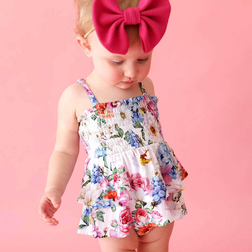 Cynthia Smocked Tiered Bodysuit Dress