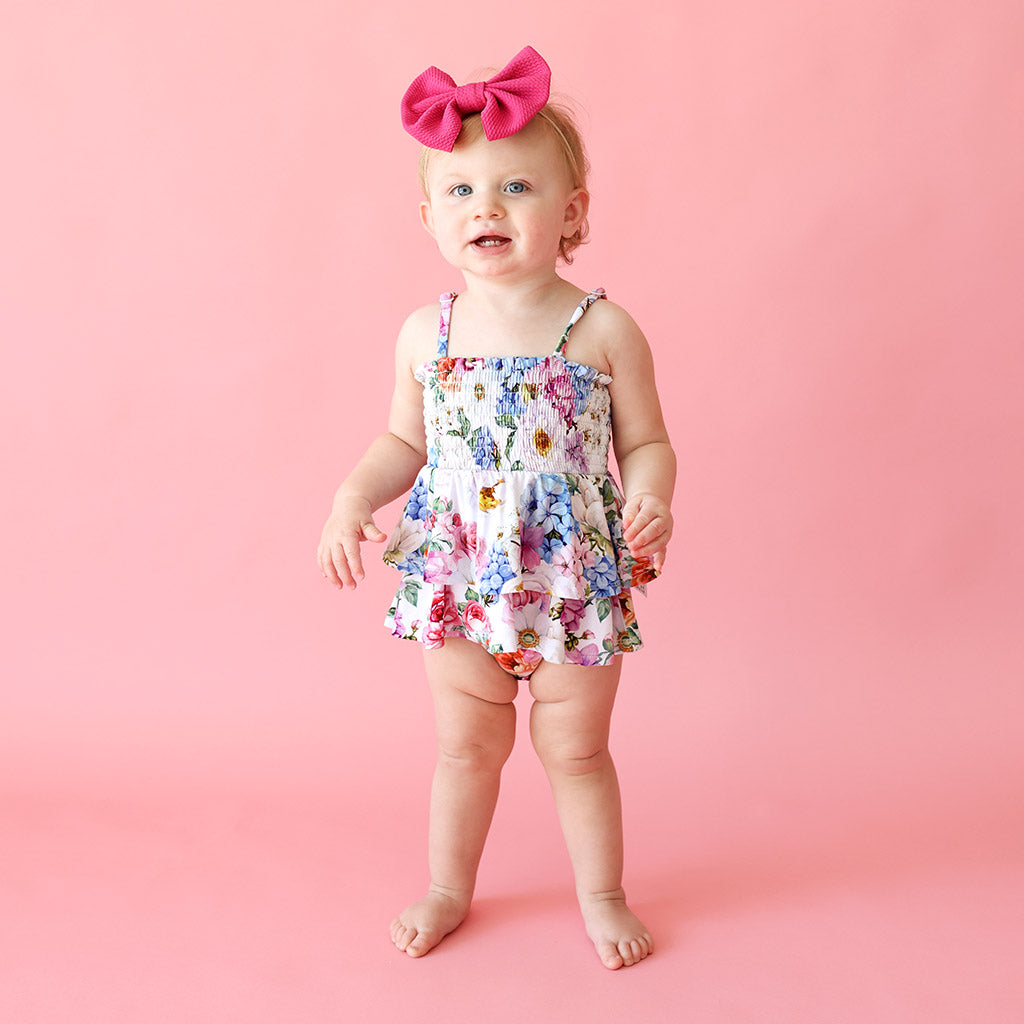 Cynthia Smocked Tiered Bodysuit Dress