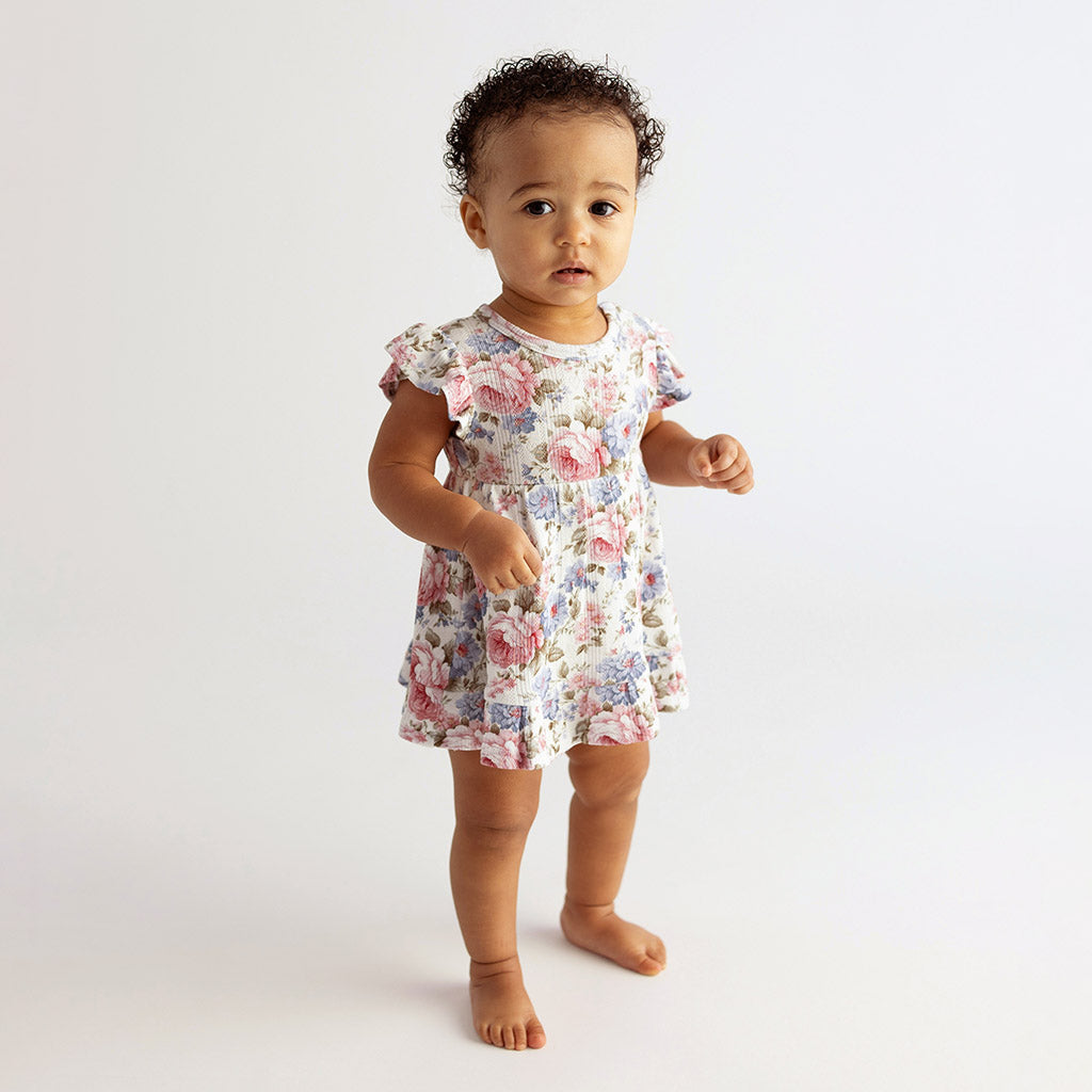 Etta Pointelle Ruffled Bodysuit Dress