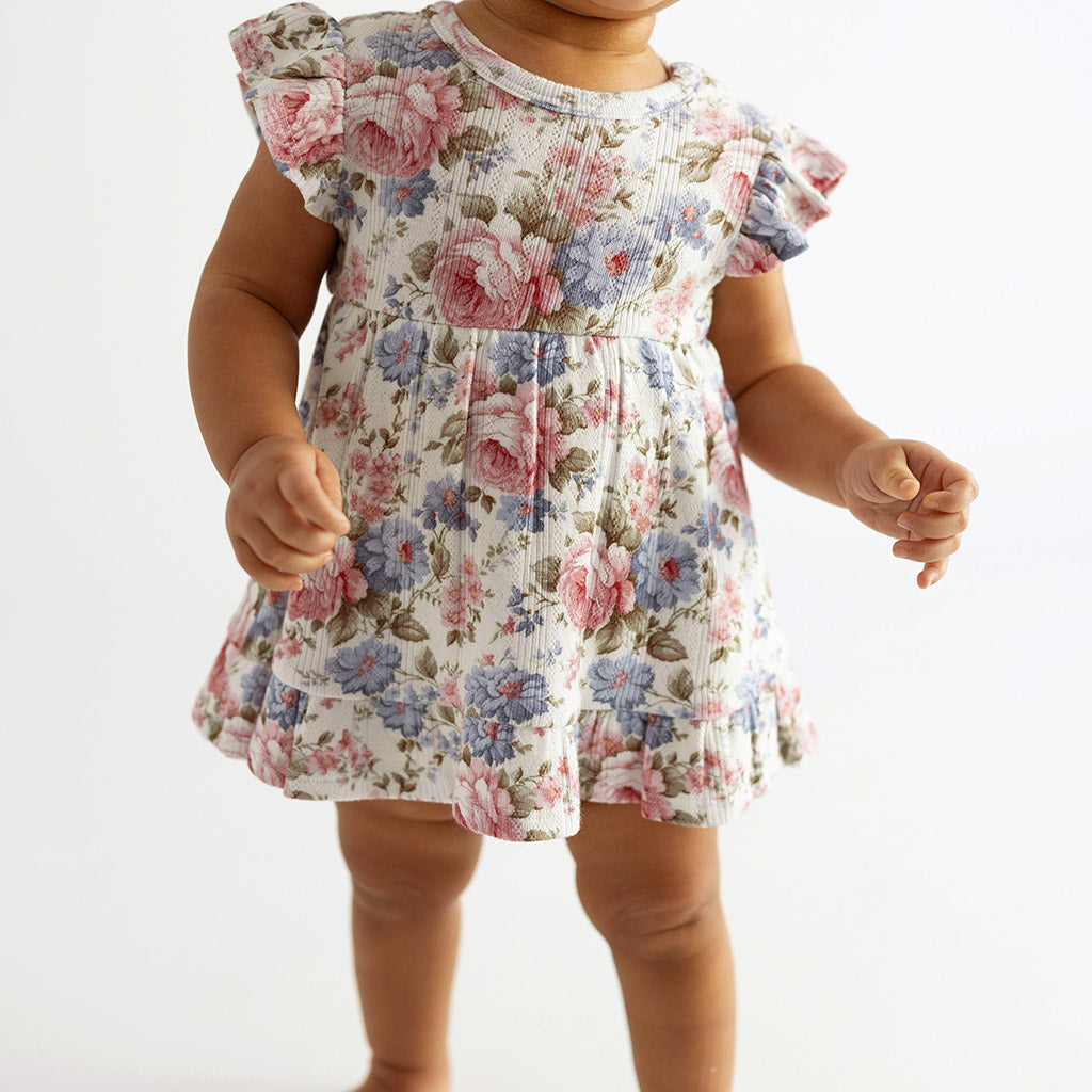 Etta Pointelle Ruffled Bodysuit Dress