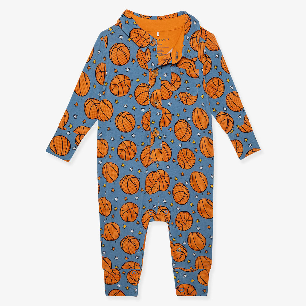 Slam Dunk Collared Henley Romper