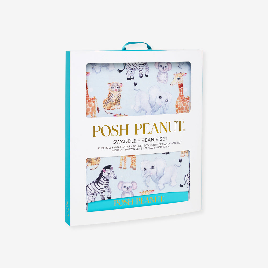 Zoo Babies Swaddle Beanie Set