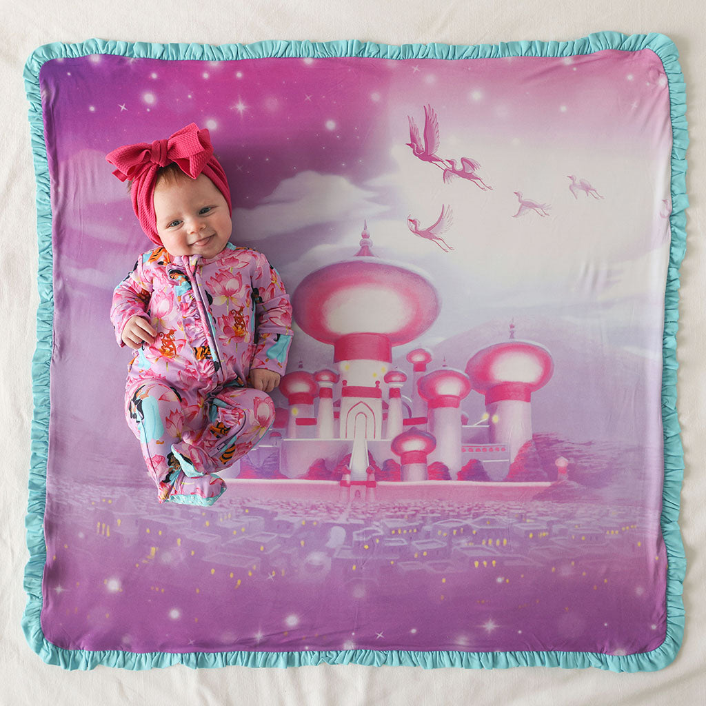 Disney Princess Jasmine & Jasmine's Castle Ruffled Luxette Patoo? Blanket